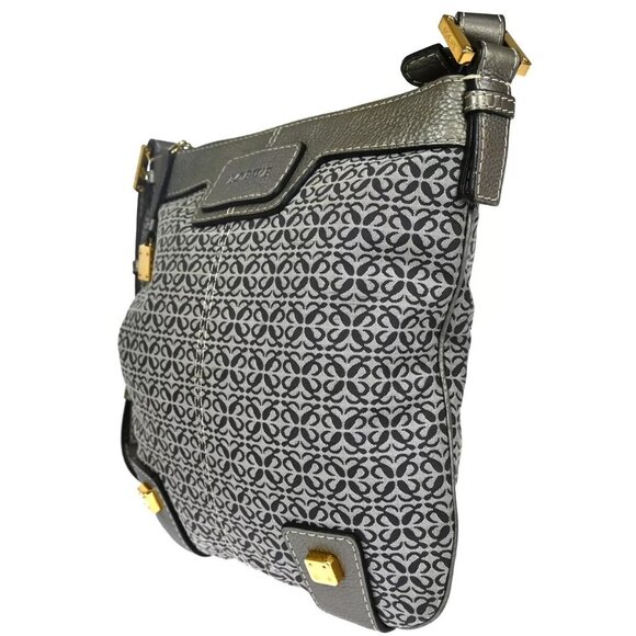 LOEWE Logo New Road Line Crossbody Shoulder Bag Canvas Leather Gray - Picture 16 of 16